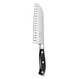 Victorinox Grand Maître, Profi Santokumesser, Extra Scharfe Klinge, Kullenschliff, 17 cm, Kunststoffgriff, Rostfreier Stahl, schwarz