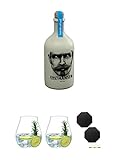 Knut Hansen Dry Gin 0,5 Liter + Gin Tonic Glas - 5414/67 + Gin Tonic Glas - 5414/67 + Schiefer Glasuntersetzer achteckig 2 x ca. 9,5 cm Durchmesser