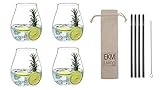 Riedel 5414/67 Gin Tonic Gläser Set 4 Stück + Gratis 4er Set EKM Living Edelstahl Strohhalme (Schwarz)