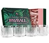 GLASSIQUE CADEAU Vintage Flamingo Gin, Rum, Wodka Tumbler Cocktailgläser | 4er Set | 325 ml Kristall Rocks Gläser für Tropische Cocktails | Ausgefallene Lowball Kristallgläser