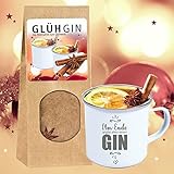 4youDesign SET Metalltasse Emaille Look • Am Ende ergibt alles einen GIN • mit GlühGin-Gewürzmischung |Geschenkidee Weihnachten Nikolaus Adventskalender Wichteln