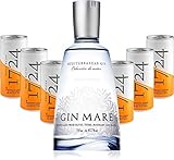 Gin Tonic Set - Gin Mare Mediterranean Gin 0,7l 700ml (42,7% Vol) + 6x 1724 Tonic Water 200ml Dosen inkl. Pfand EINWEG -[Enthält Sulfite]